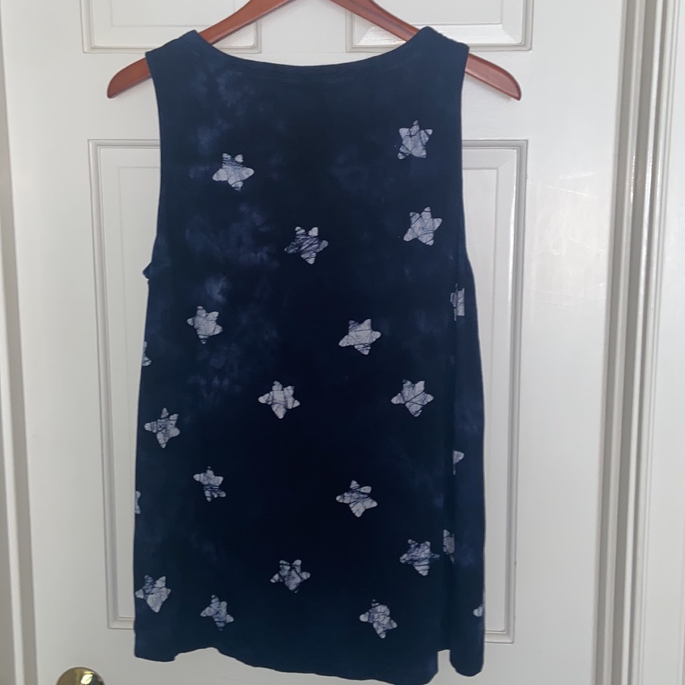 Chaps Navy Blue White Stars ⭐️ Long Tank Top - Picture 3 of 9